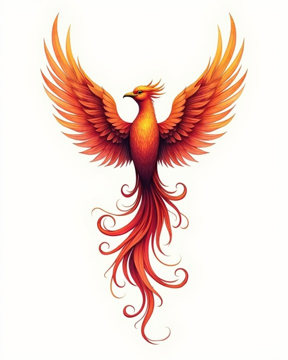colorful phoenix tattoo design