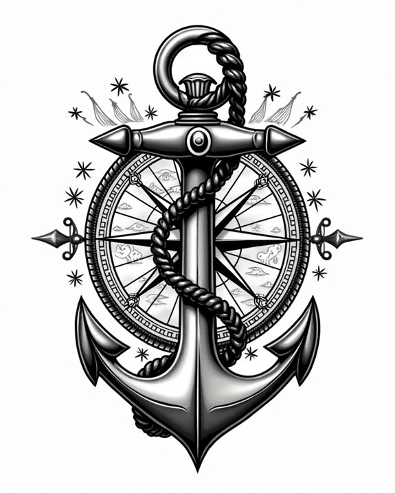 compass anchor nautical map