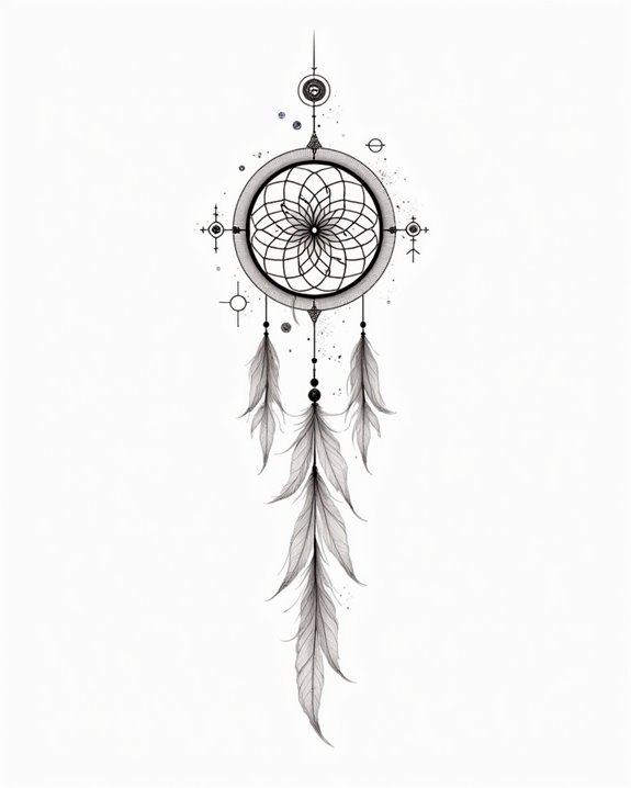contemporary abstract dreamcatcher tattoo