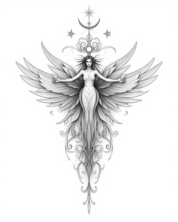 cosmic sorceress enchanting silhouette