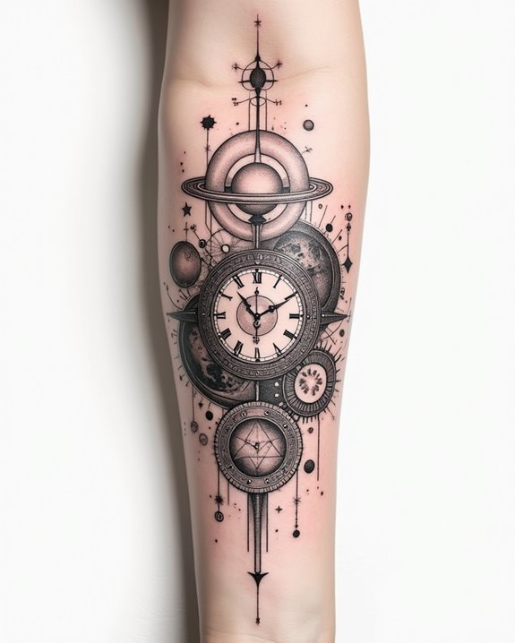 cosmic timekeeping art tattoos