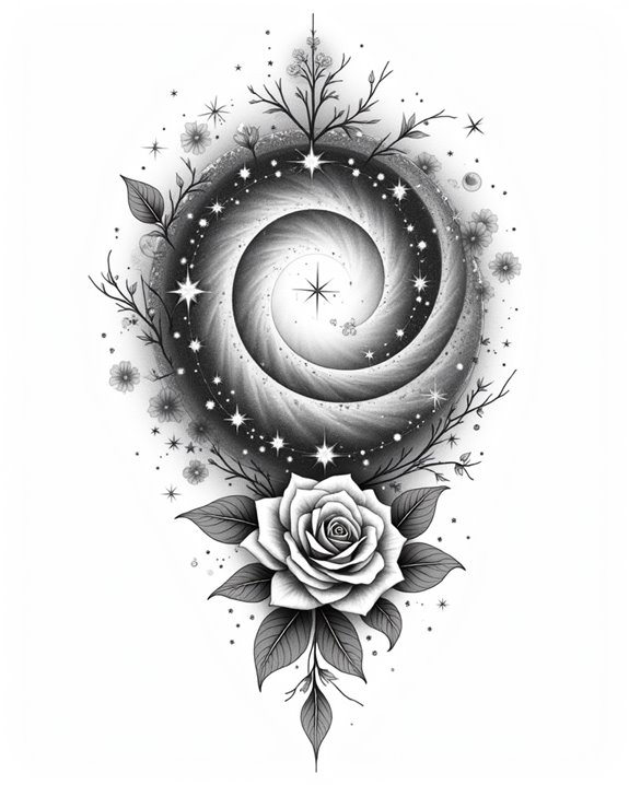 cosmic whirlpool with florals