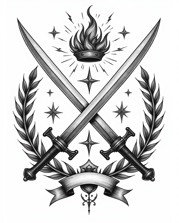 crossed swords symbolize courage and honor