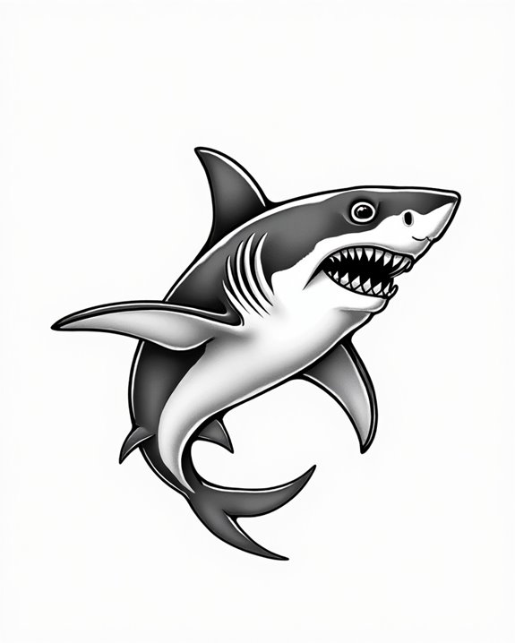 curved bold shark design