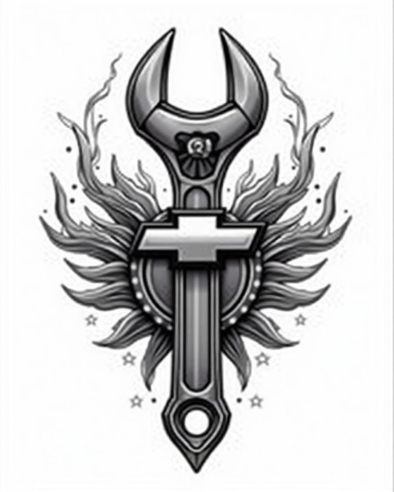 custom car wrench tattoo
