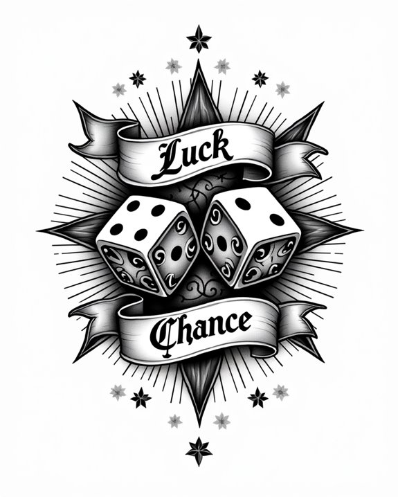 decorative dice with banner