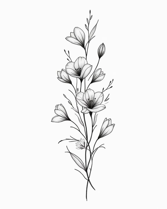 delicate bellflower outline tattoo