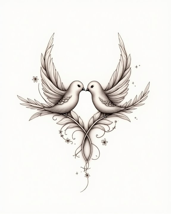 delicate birds and feathers