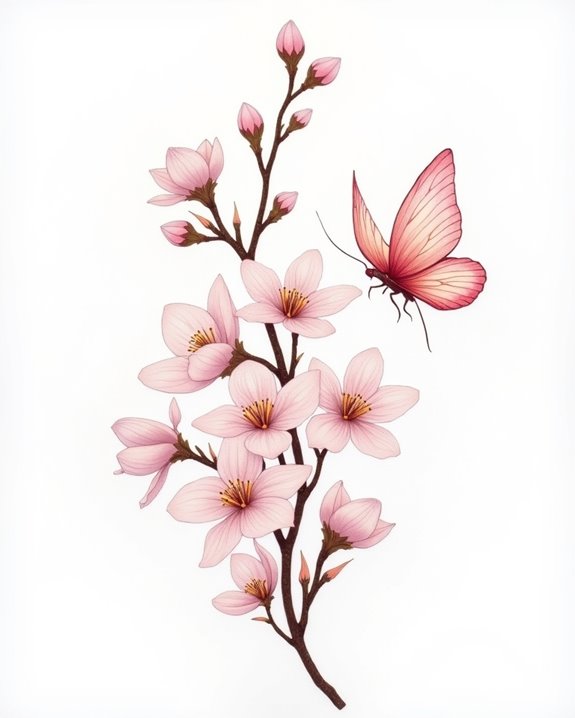 delicate blossom butterfly tattoo
