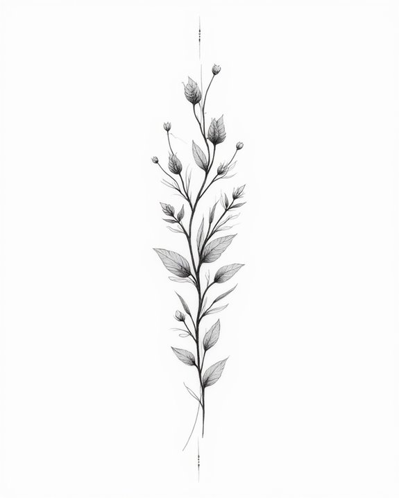 delicate botanical line art