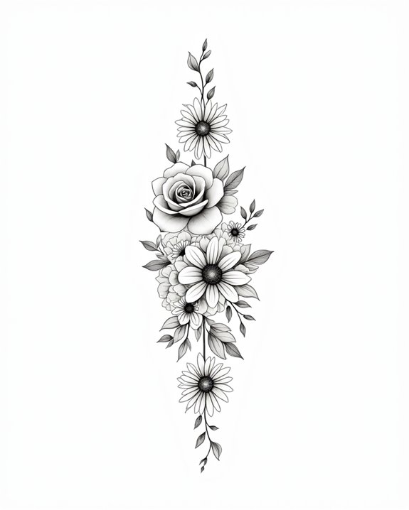 delicate colorful floral tattoos