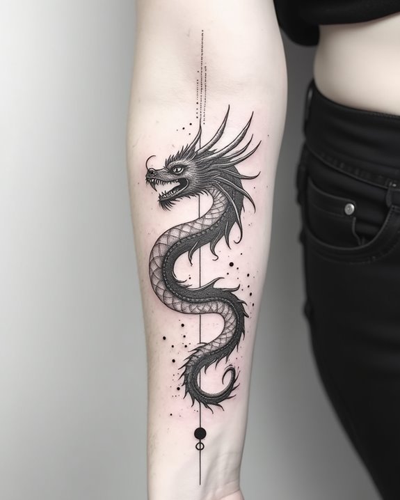 delicate detailed dragon tattoo