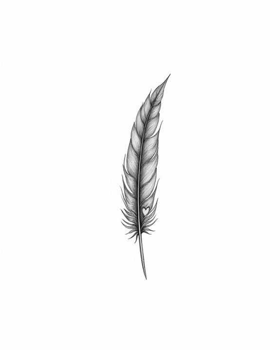 delicate feather heart tattoos