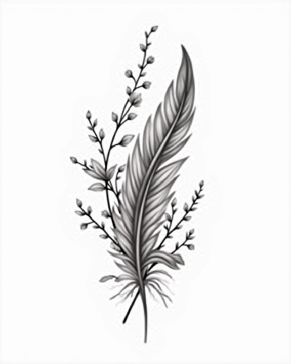 delicate feather inspired tattoo design