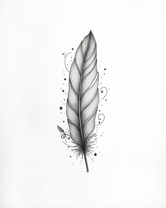 delicate fine line feathers