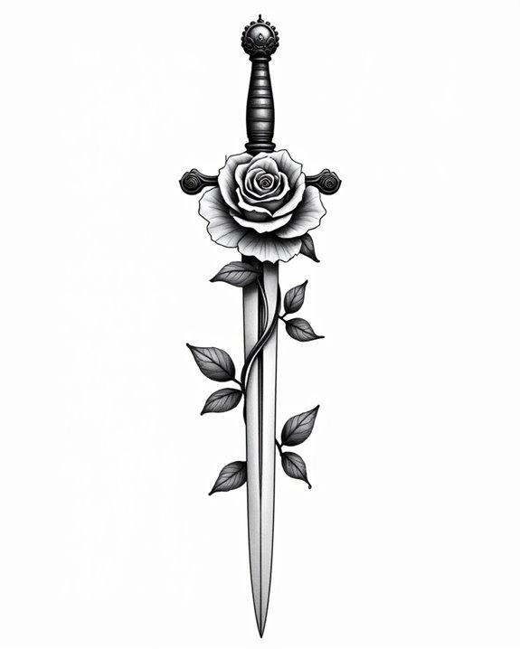 delicate floral dagger symbolism