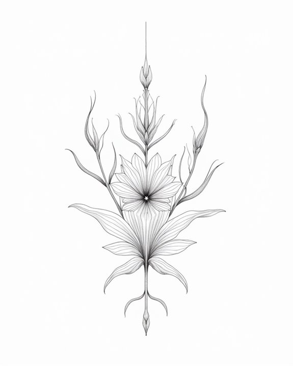 delicate floral line art