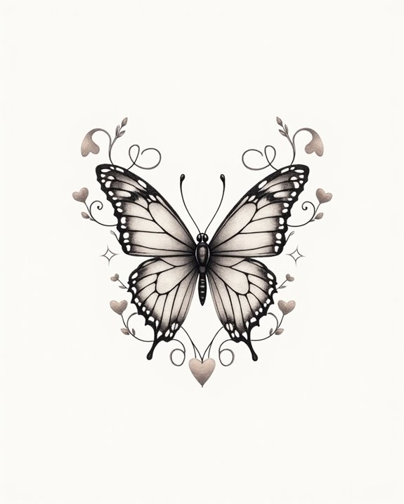 delicate heart butterfly tattoo