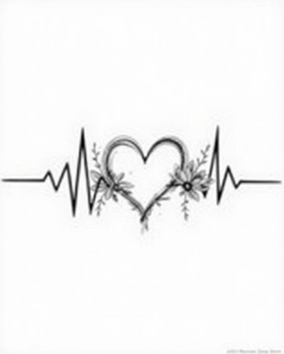 delicate minimalist heartbeat tattoo