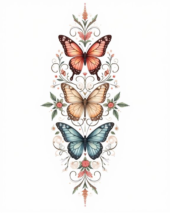 delicate pastel watercolor butterflies