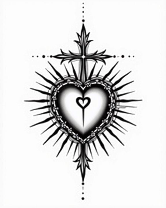 delicate sacred heart tattoo