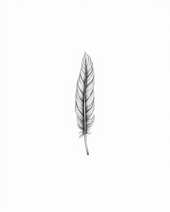 delicate single line feather design