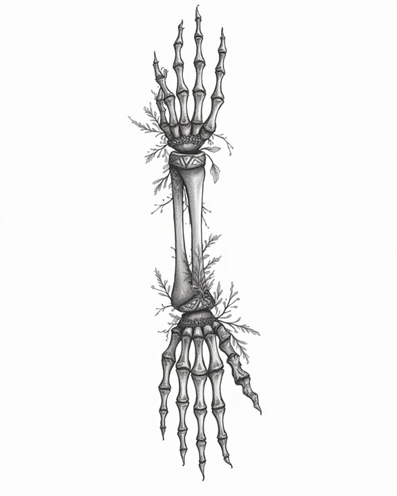 delicate skeletal finger art