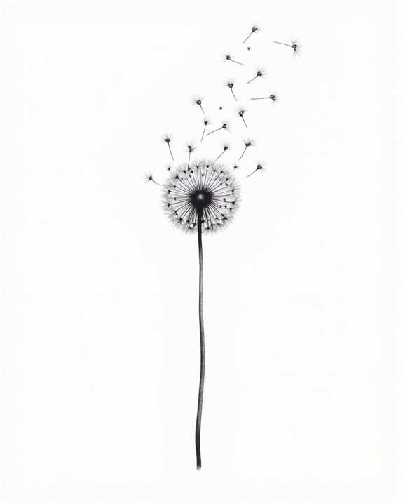 delicate symbolic dandelion tattoo
