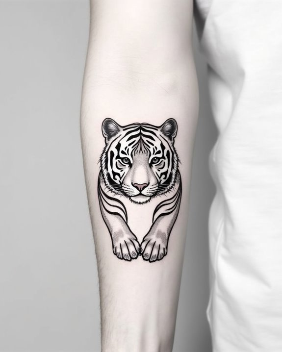 delicate tiger paws tattoo