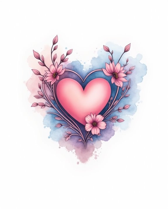 delicate watercolor love symbols