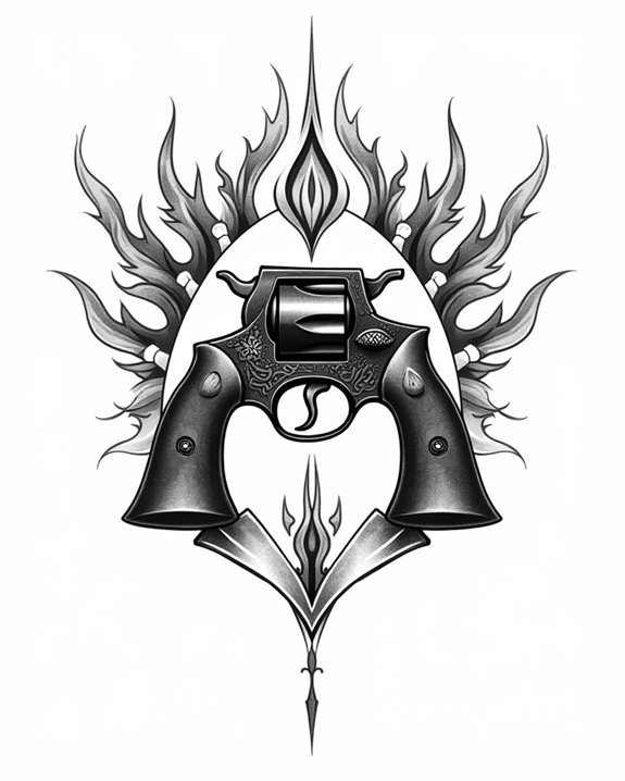 detailed realistic pistol tattoo