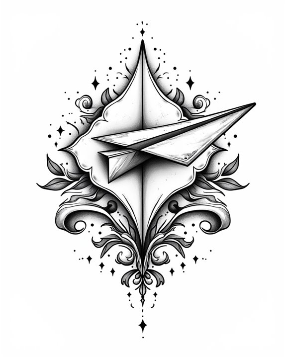 doodle paper airplane tattoo