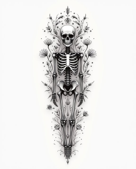 dreamlike mixed media skeleton