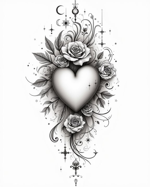 dreamlike surreal heart tattoos