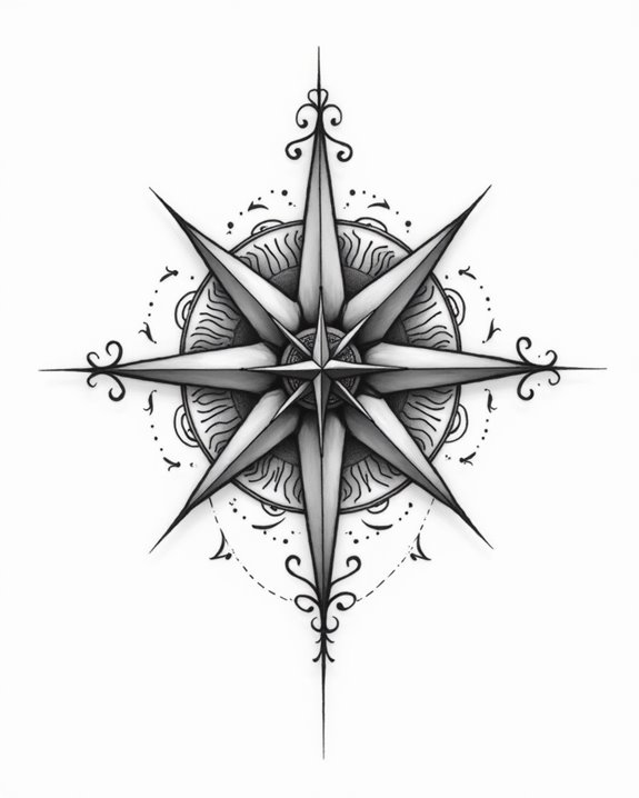 dynamic abstract compass tattoos