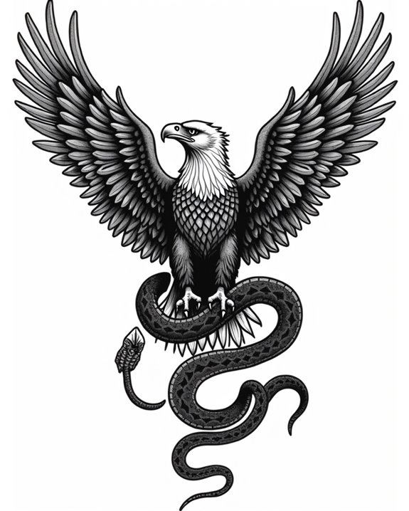 eagle fights snake battle