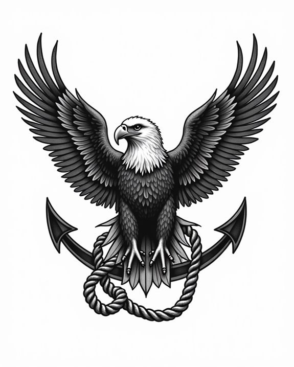 eagle with nautical ropes