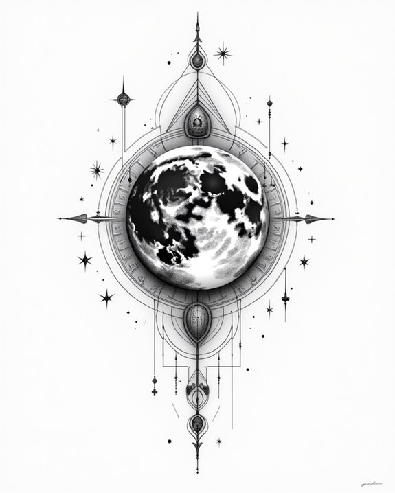 earth moon lunar tattoo