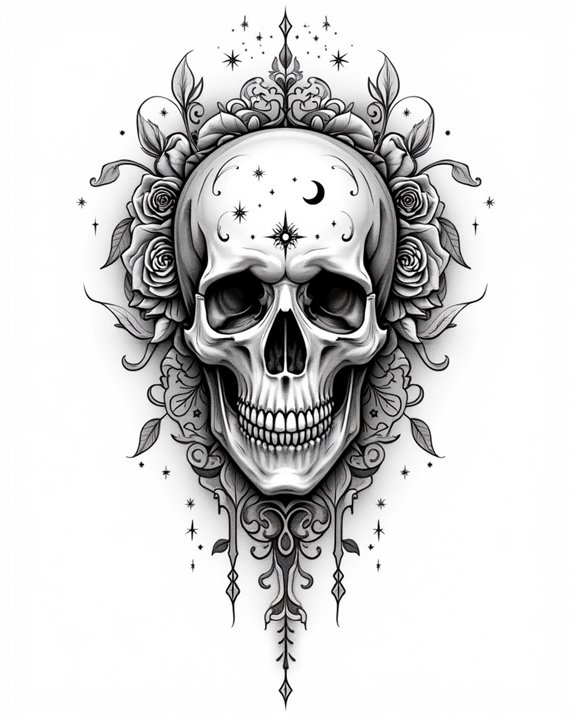 edgy skull snake tattoo