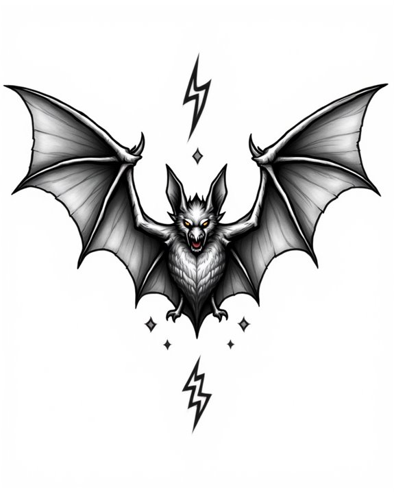 electric bat with lightning