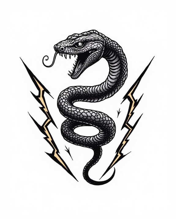 electrified retro snake tattoo