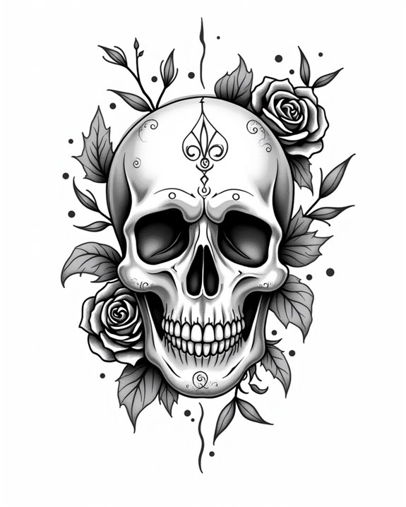 elegant abstract rose skull