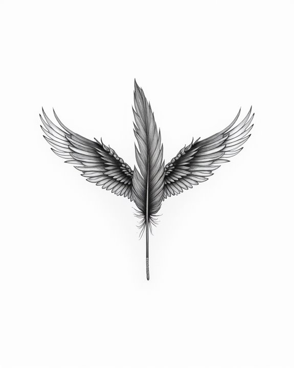 elegant airy feather tattoos