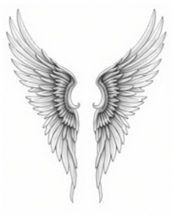elegant angel wing back tattoo