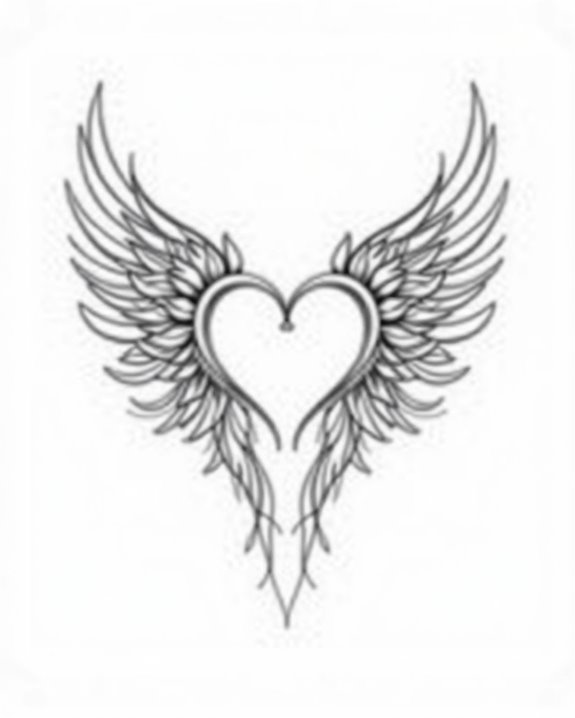 elegant angel wing tattoo