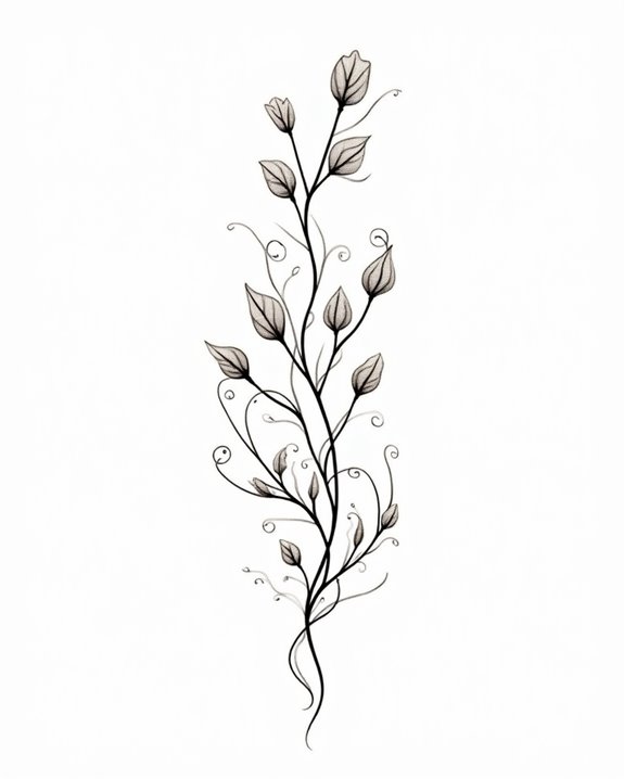 elegant botanical fine line art