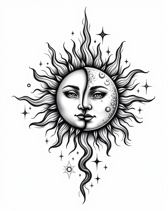 elegant celestial harmony tattoo