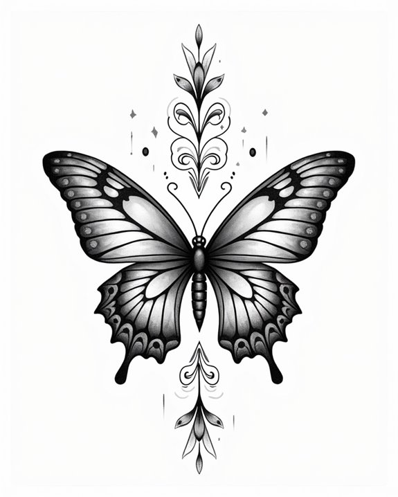 elegant colorful butterfly tattoo