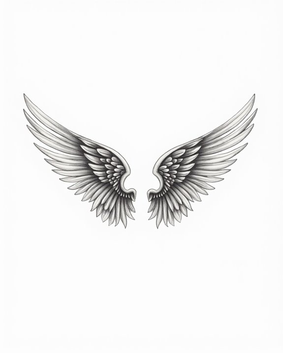 elegant curved wing tattoo
