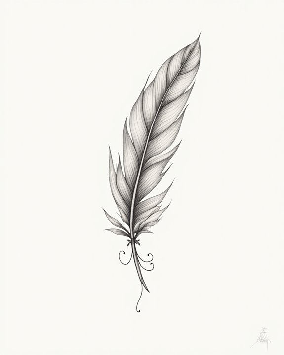 elegant delicate feather design